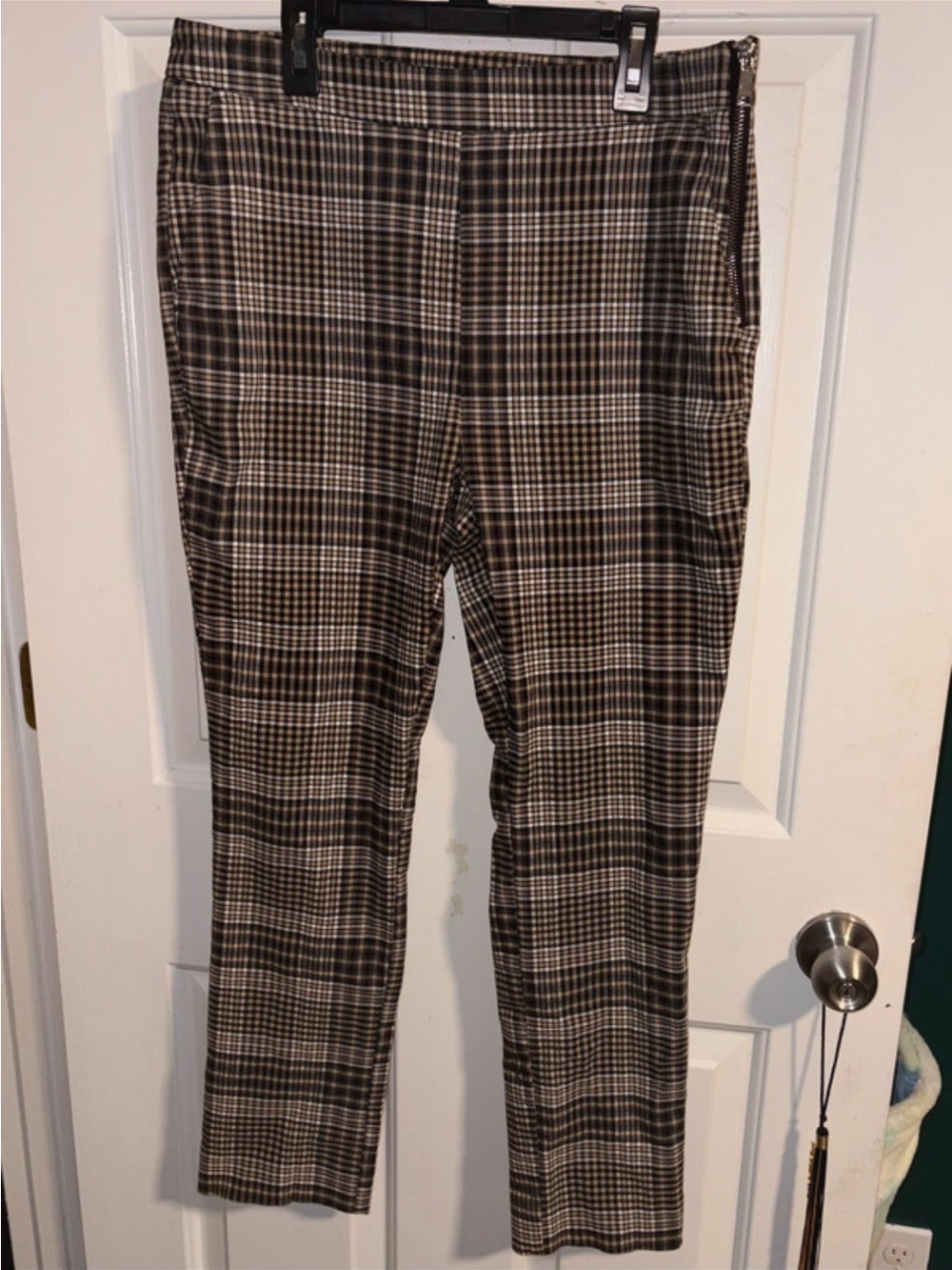 Zara Brown Plaid Slim Dress Chinos
